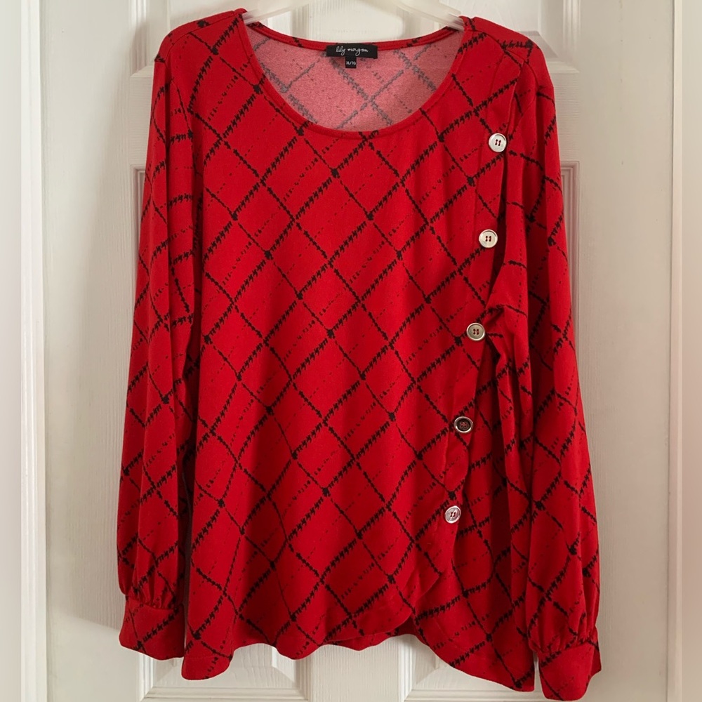 Lily Morgan Red Geometric Tunic